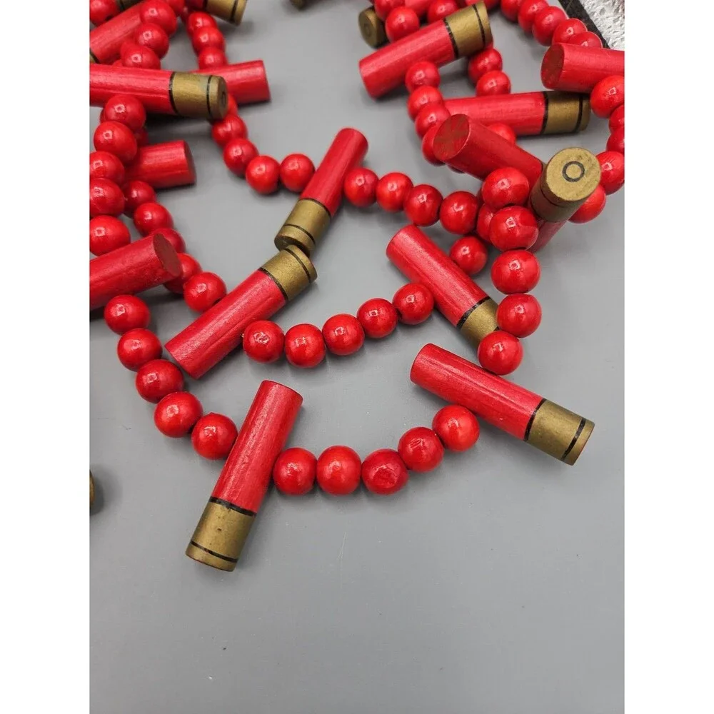 Christmas Shotgun Shells Garland Red Hunt 8' Strands Lot Of 3 Total 24' Wooden
